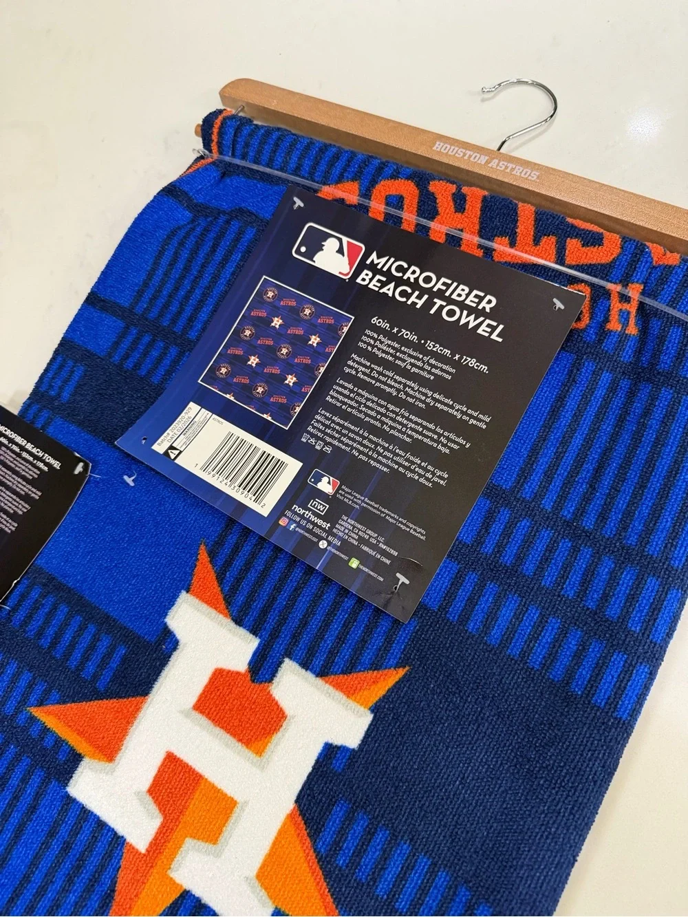 Micro fiber Beach Towel baseball themed astros